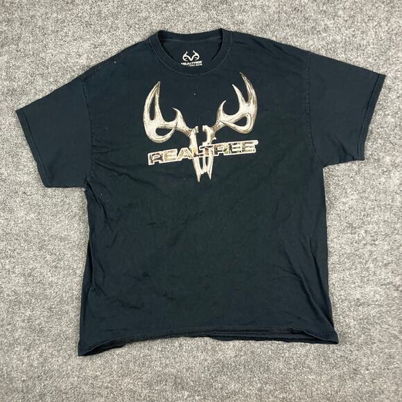 Realtree T-Shirt Mens XL Black Outdoor Hunting Graphic Tee Buckhorn River - Picture 2 of 7